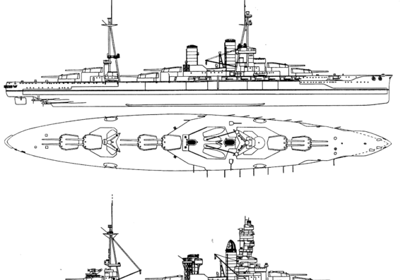 Корабль IJN Ise [Battleship] (1917) - чертежи, габариты, рисунки